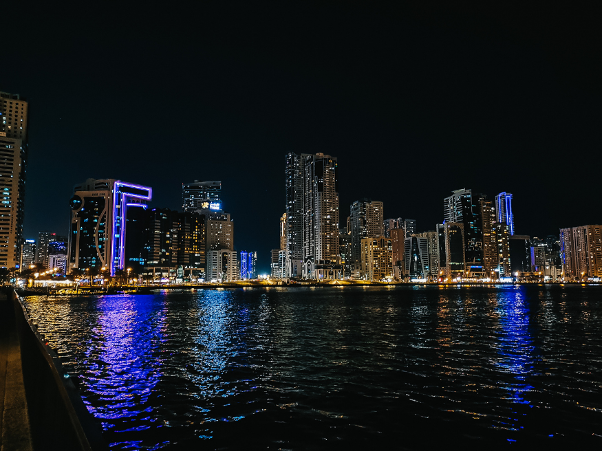 Al Majaz Waterfront Skyline fotografieren Dubai