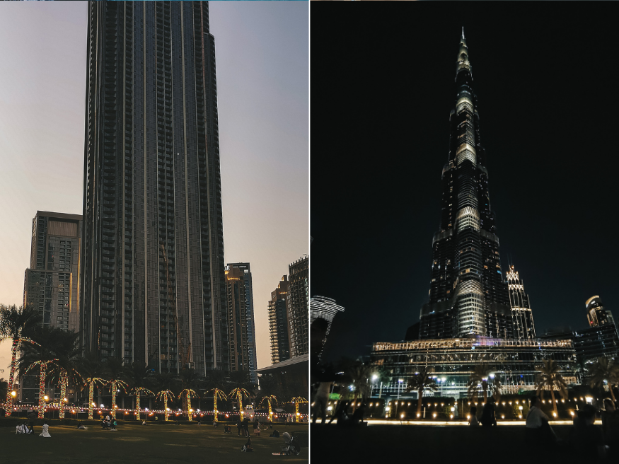 Burj Khalifa Dubai nachts Lichtshow