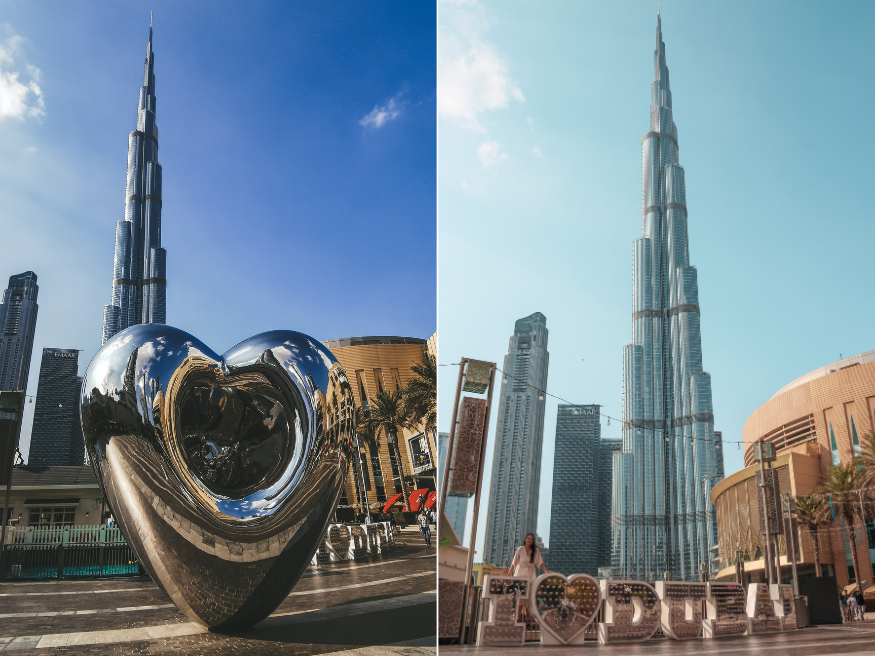 Dubai Steel Heart & I love Dubai-Skulptur Fotomotiv
